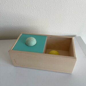 Lovevery wooden ball drop box with 3 balls